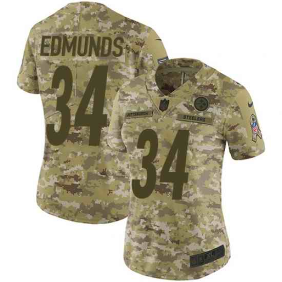 Nike Steelers #34 Terrell Edmunds Camo Women Stitched NFL Limited 2018 Salute to Service Jersey